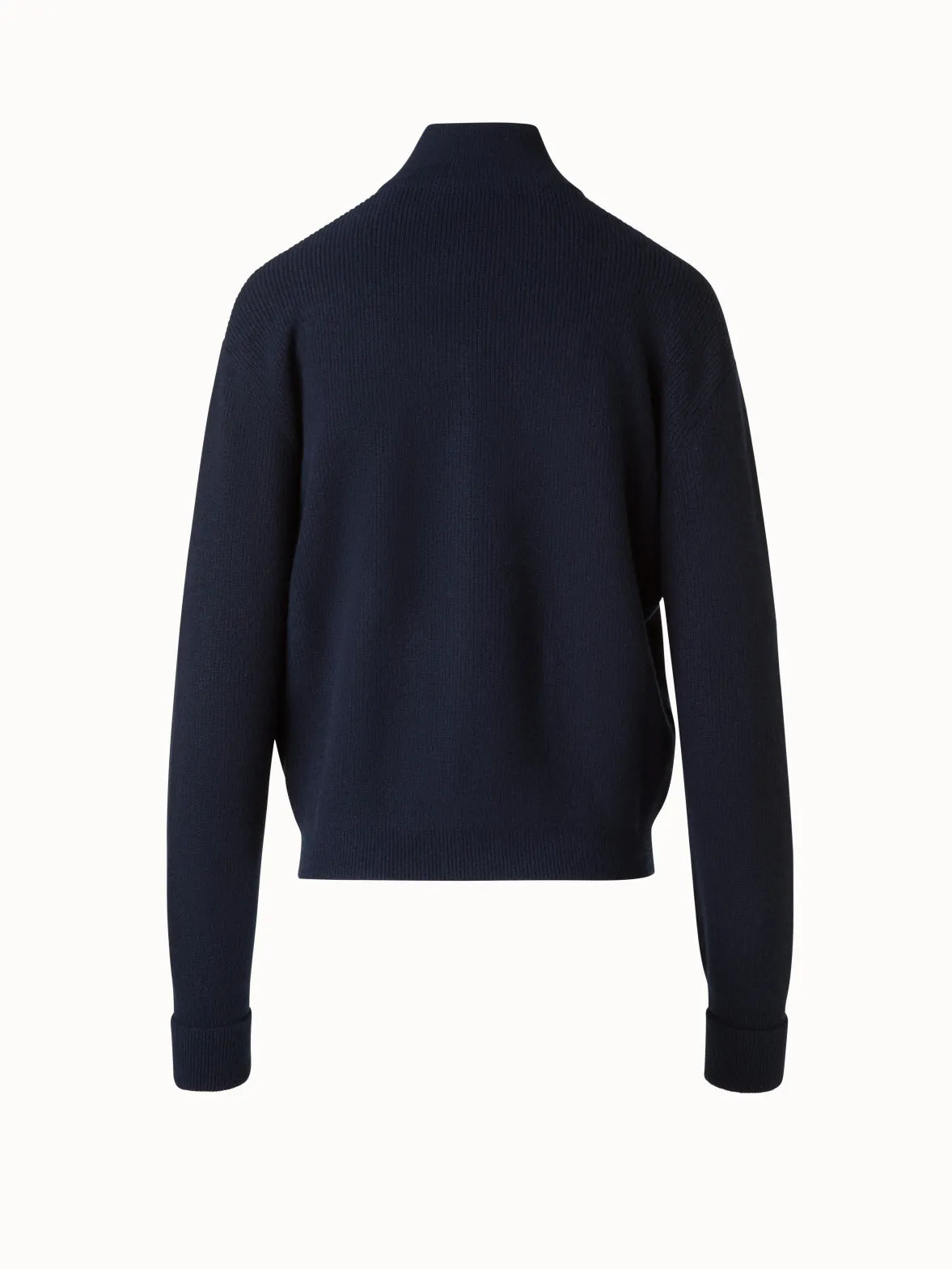 Ribbed Zip Cardigan in Cashmere Knit Akris