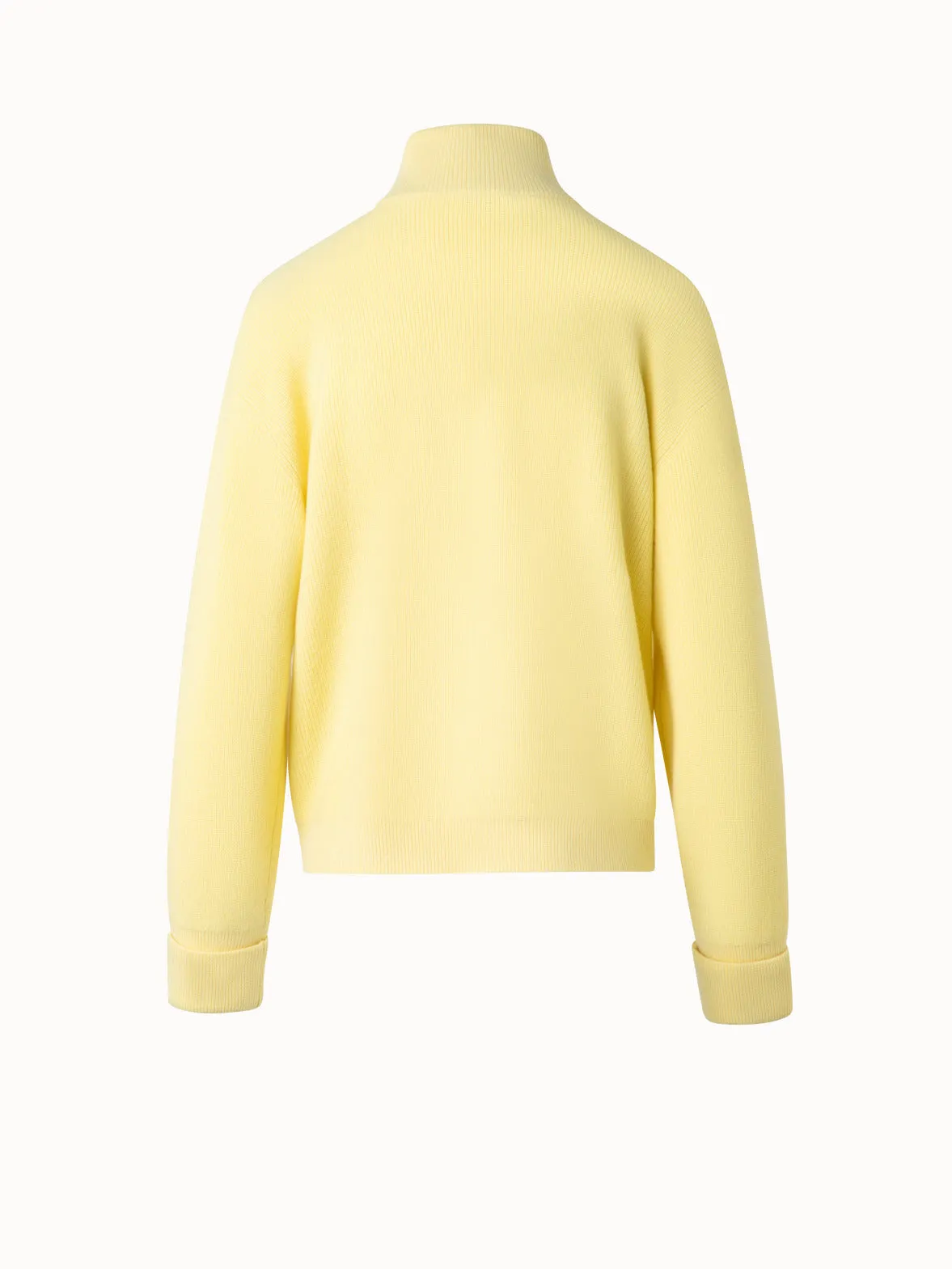 Ribbed Zip Cardigan in Cashmere Knit Akris