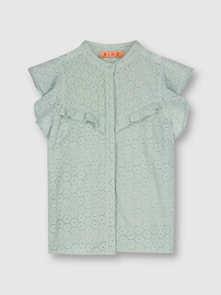 Rino & Pelle Ganet Ruffle Top Light Green