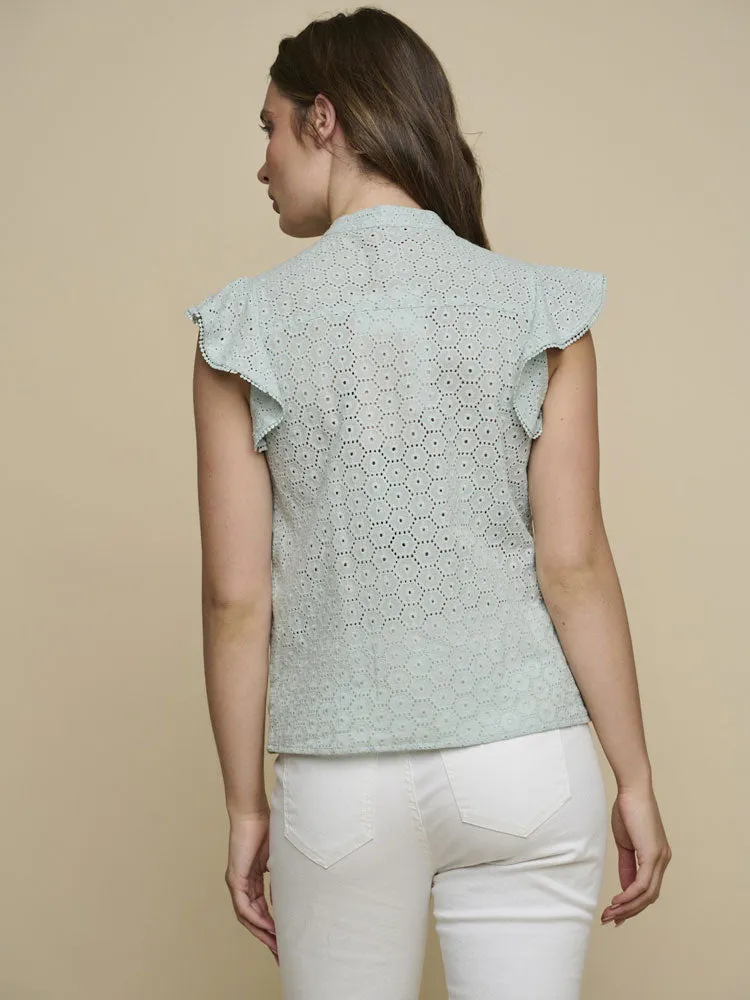 Rino & Pelle Ganet Ruffle Top Light Green