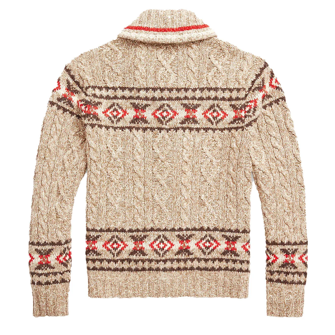 RRL by Ralph Lauren Hand-Knit Linen-Blend Cardigan Brown Multi