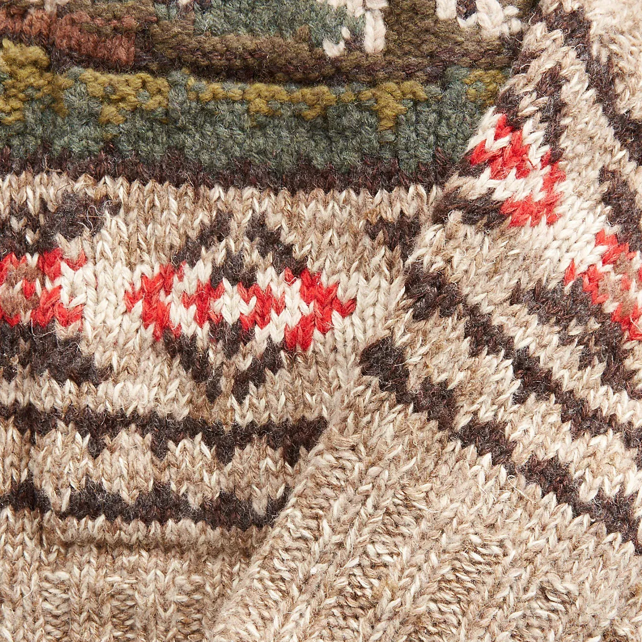 RRL by Ralph Lauren Hand-Knit Linen-Blend Cardigan Brown Multi