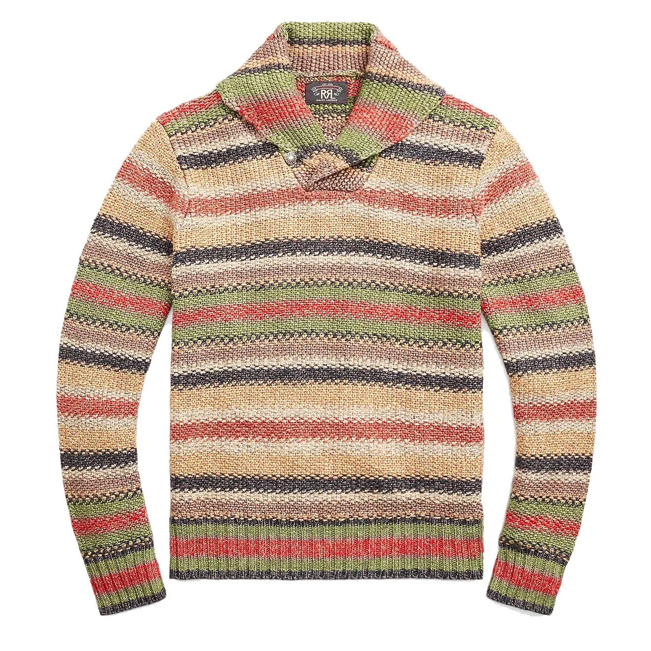 RRL by Ralph Lauren Striped Linen-Blend Jumper Brown Multi Stripe