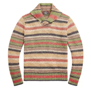 RRL by Ralph Lauren Striped Linen-Blend Jumper Brown Multi Stripe