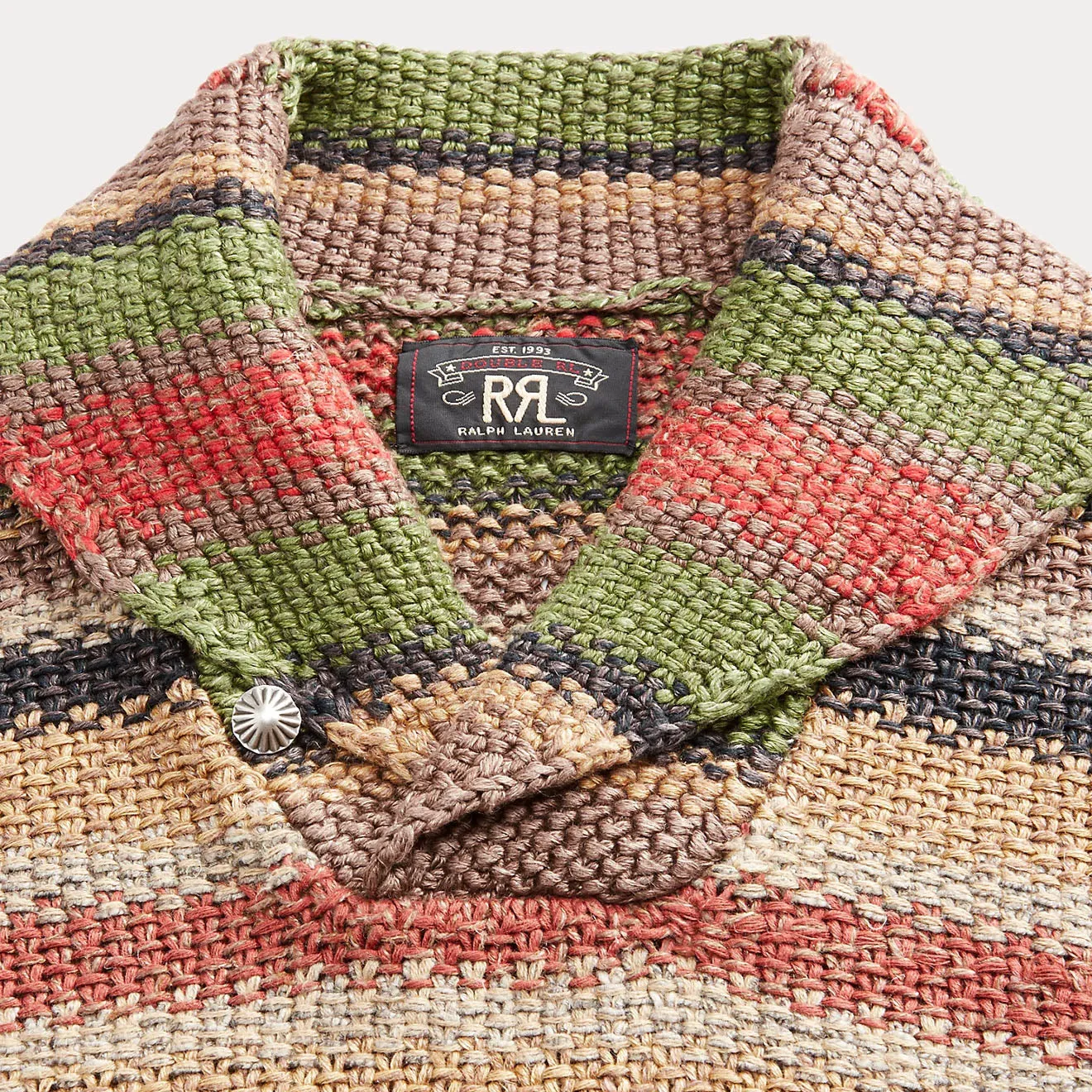 RRL by Ralph Lauren Striped Linen-Blend Jumper Brown Multi Stripe