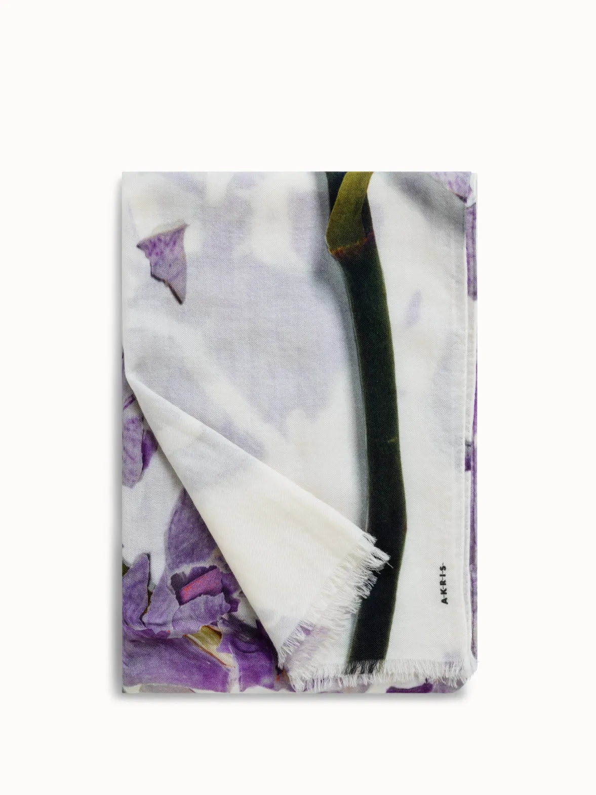 Scarf Cashmere Silk Scattered Orchid Print Akris