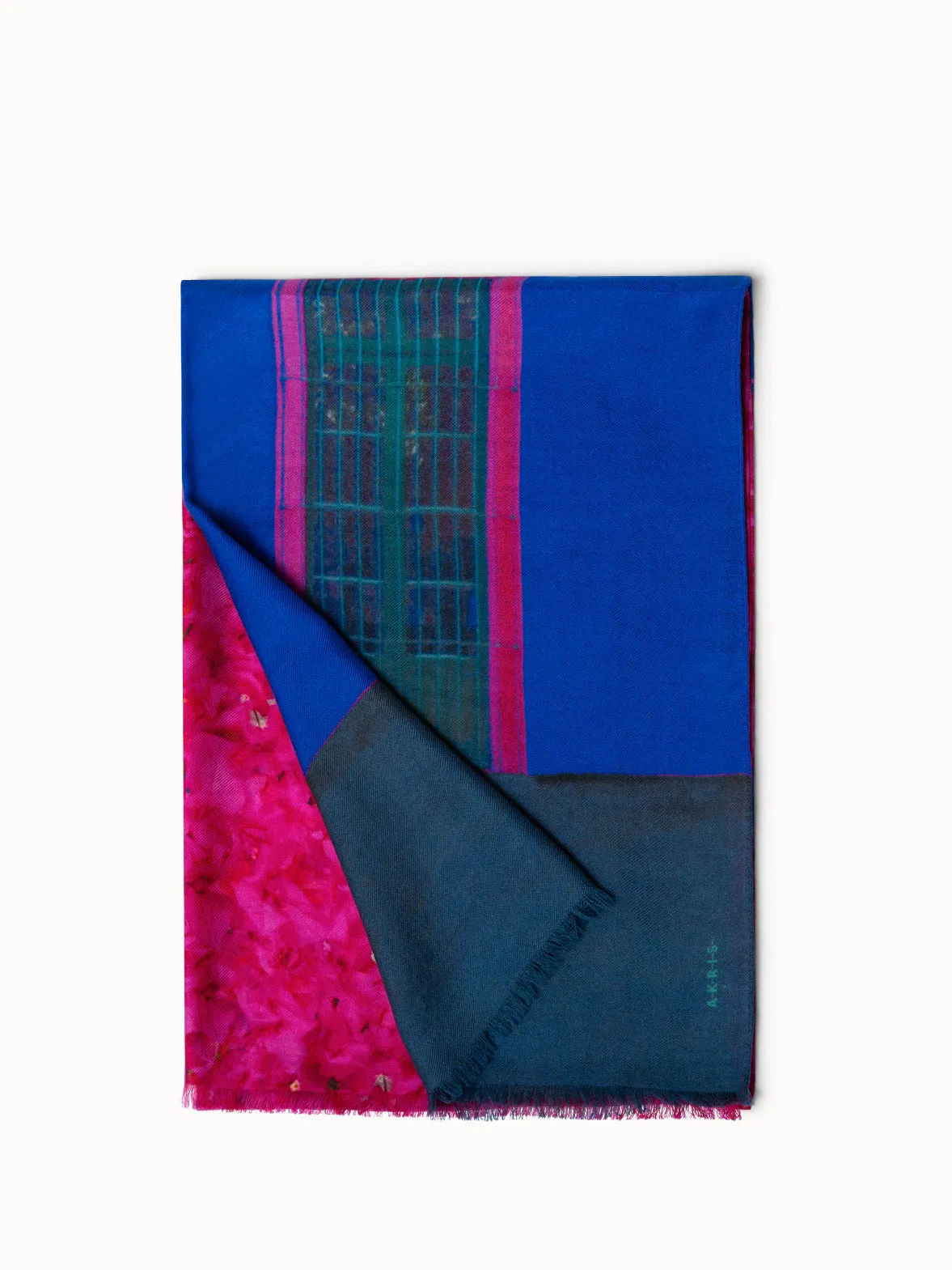 Scarf in Cashmere and Silk with Bougainvillea Porta Print Akris