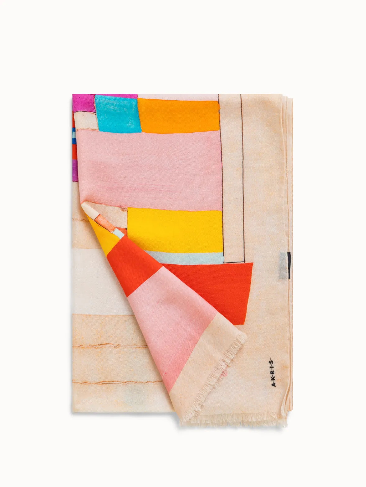 Scarf in Cashmere and Silk with Mural Print Akris