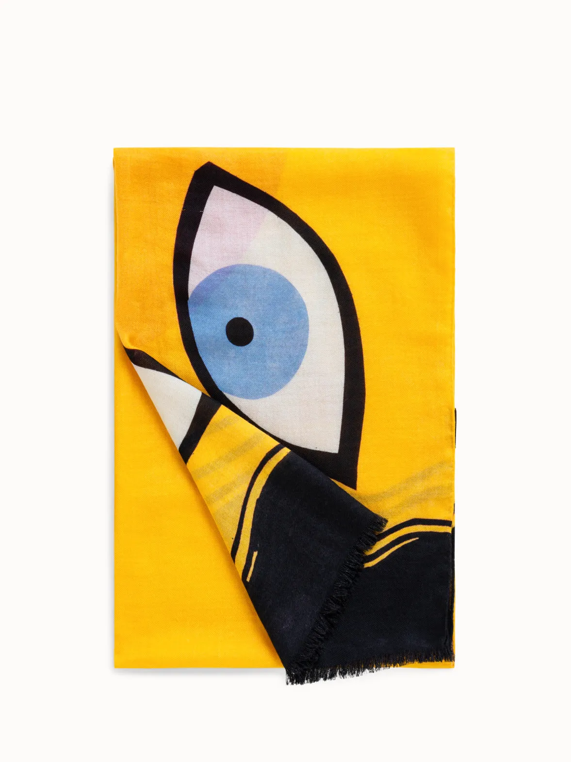 Scarf in Cashmere and Silk with Portrait Print Akris