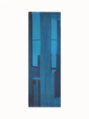 Scarf in Cashmere and Silk with Window Print Akris