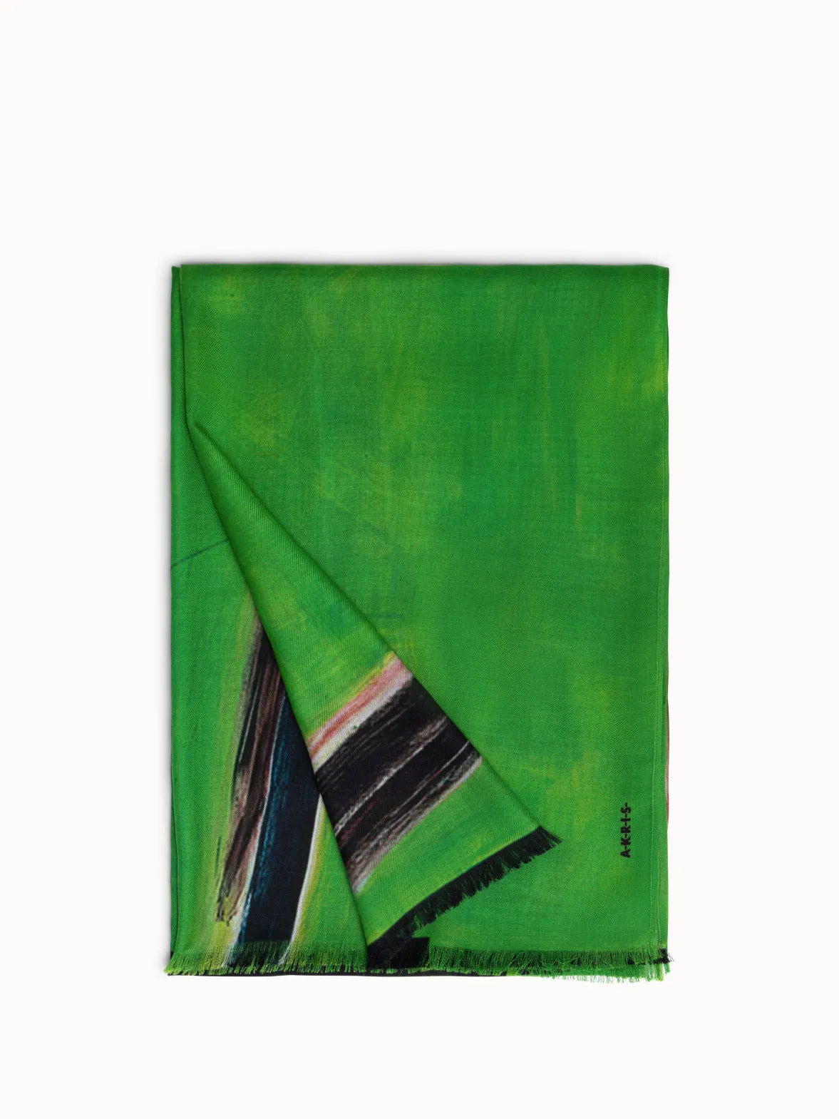 Scarf in Cashmere and Silk with W.T. print Akris