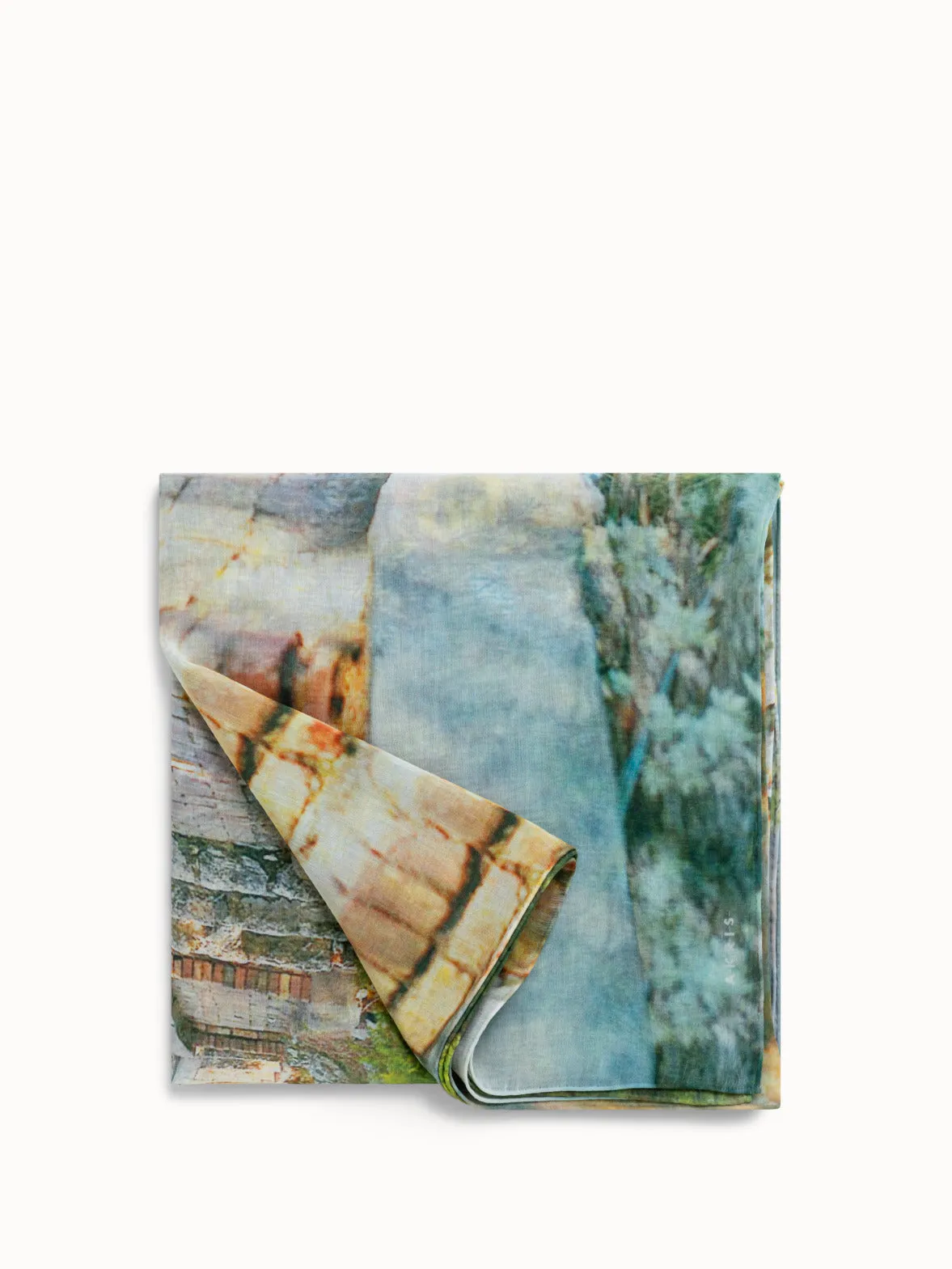 Scarf in Cotton and Silk with Via Krupp Print Akris