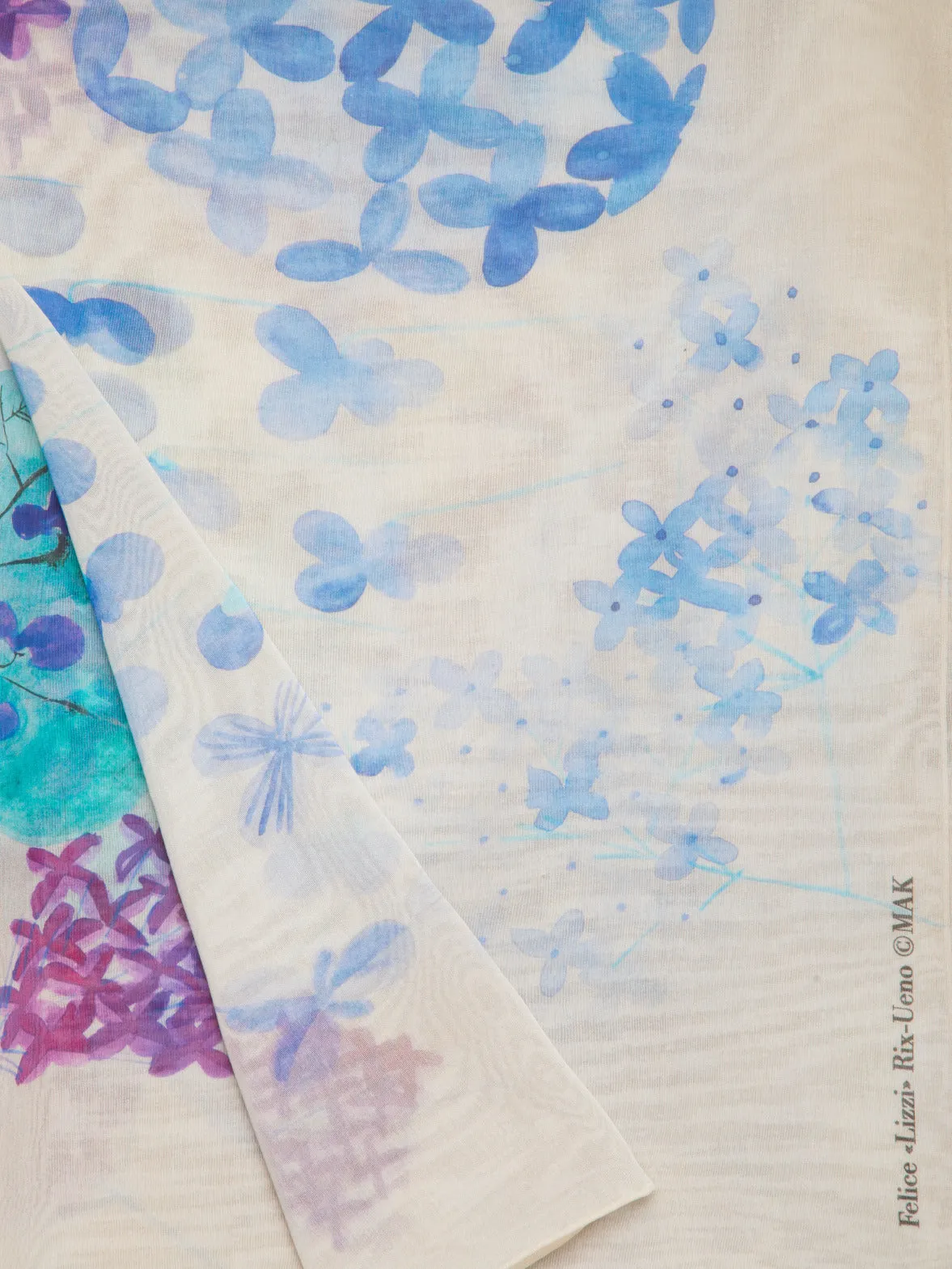Scarf in Cotton Silk with Denim Blossom Print Akris