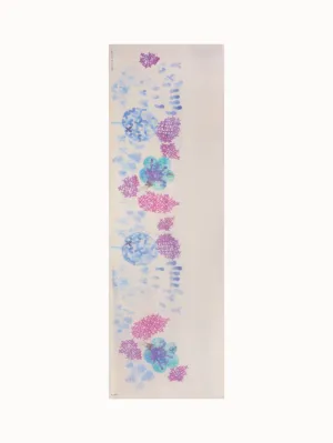 Scarf in Cotton Silk with Denim Blossom Print Akris