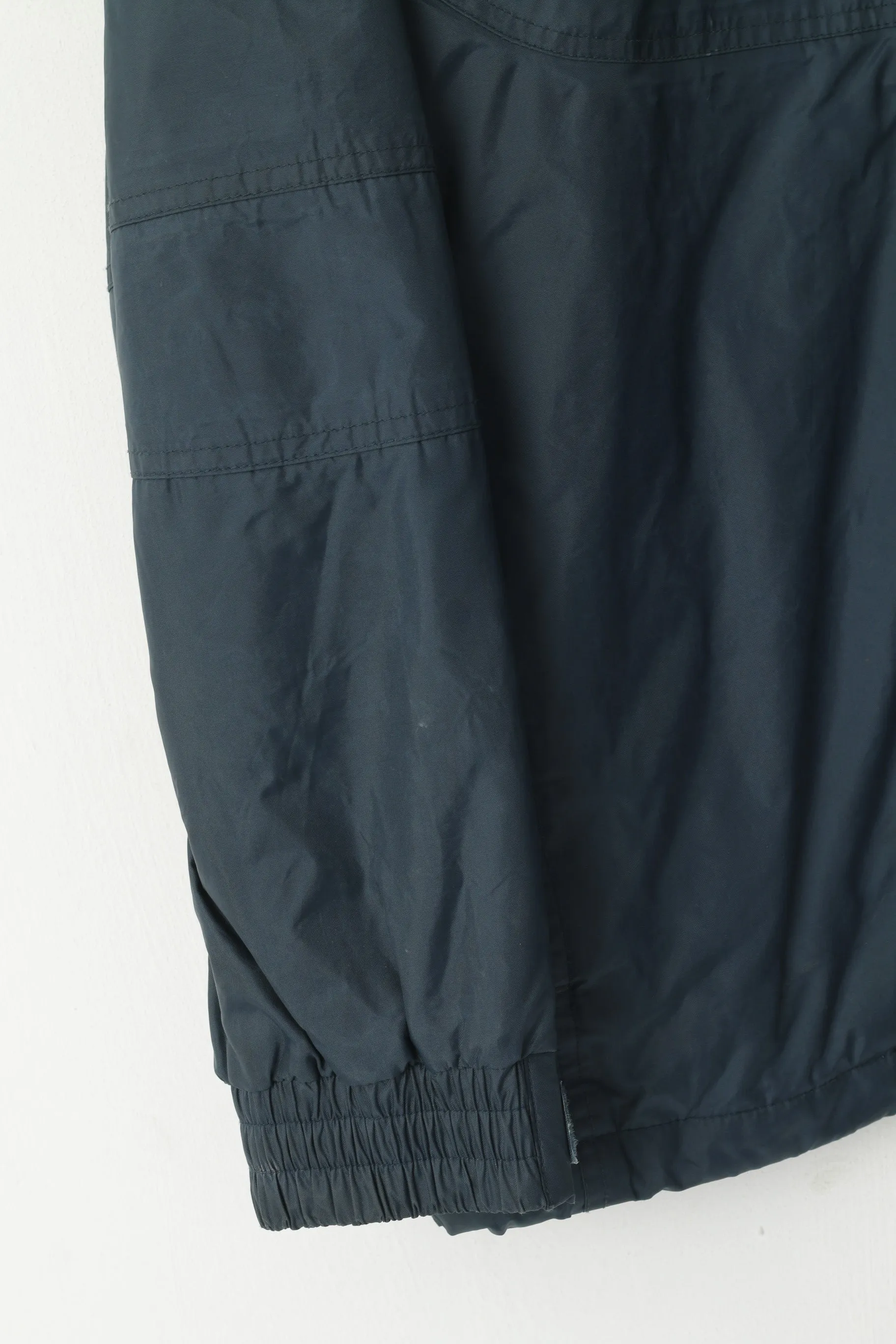 Schott N.Y.C. Men S Jacket Sea Blue Nylon Reflective Collar Zip Up  Hidden Hood Top