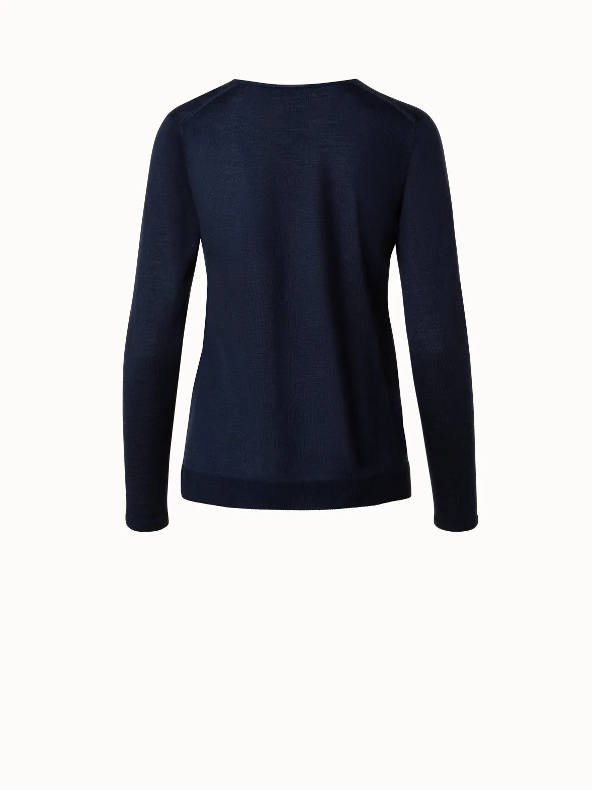 Seamless Cashmere Silk Knit V-Neck Pullover Akris