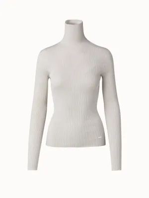 Seamless Cashmere Silk Rib Knit Pullover Akris