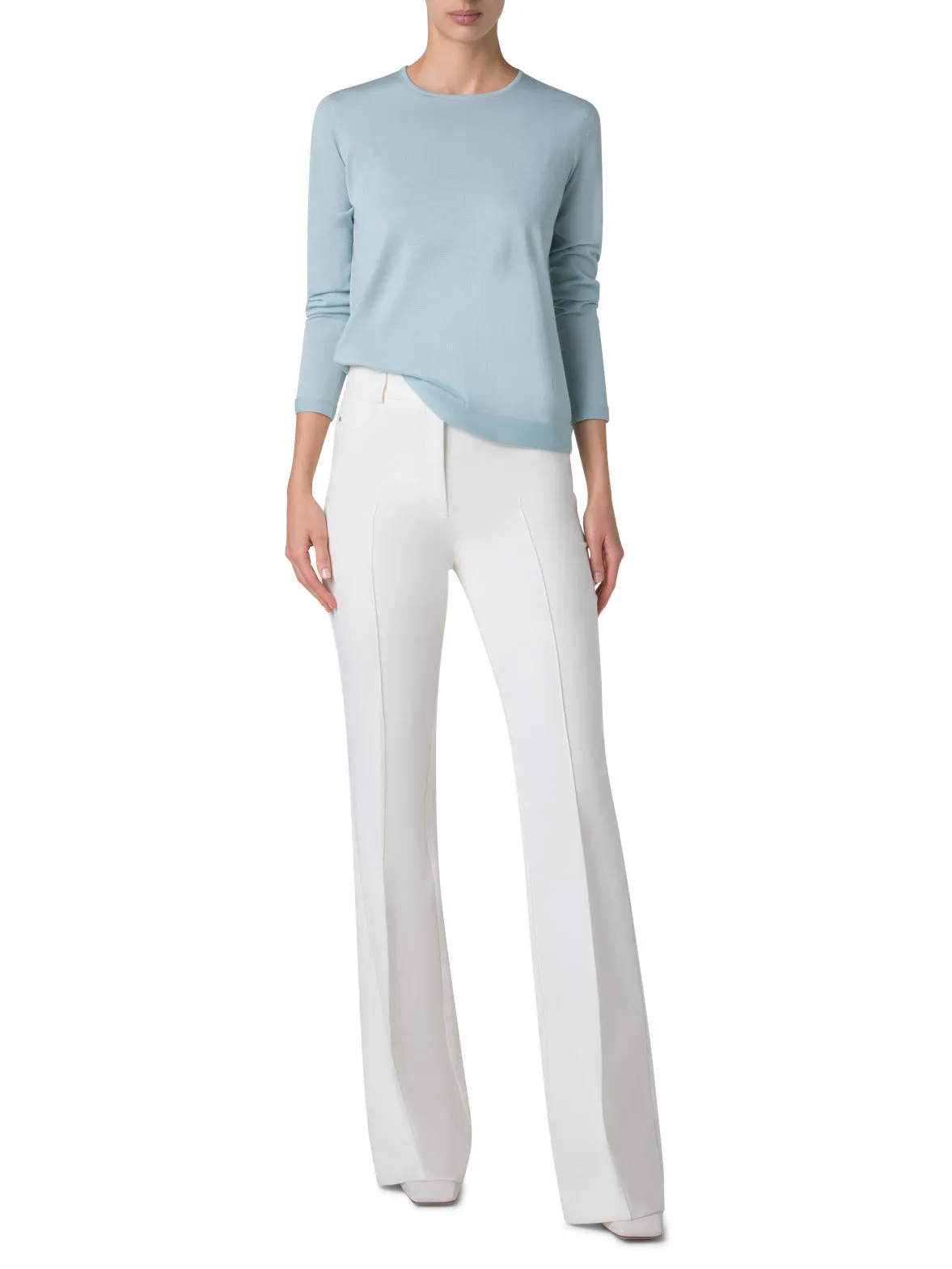 Seamless Crew Neck Sweater in Cashmere Silk Akris