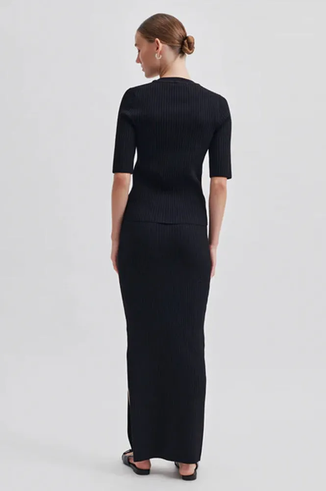 Second Female Mathi Black Knit Skirt