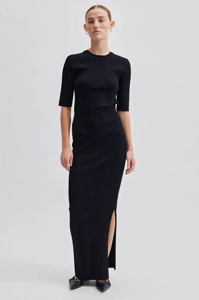 Second Female Mathi Black Knit Skirt