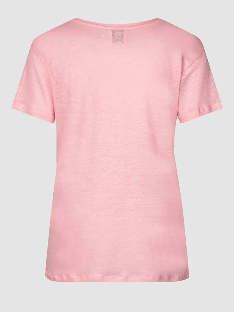 Second Female Peony O-Neck Tee Pink