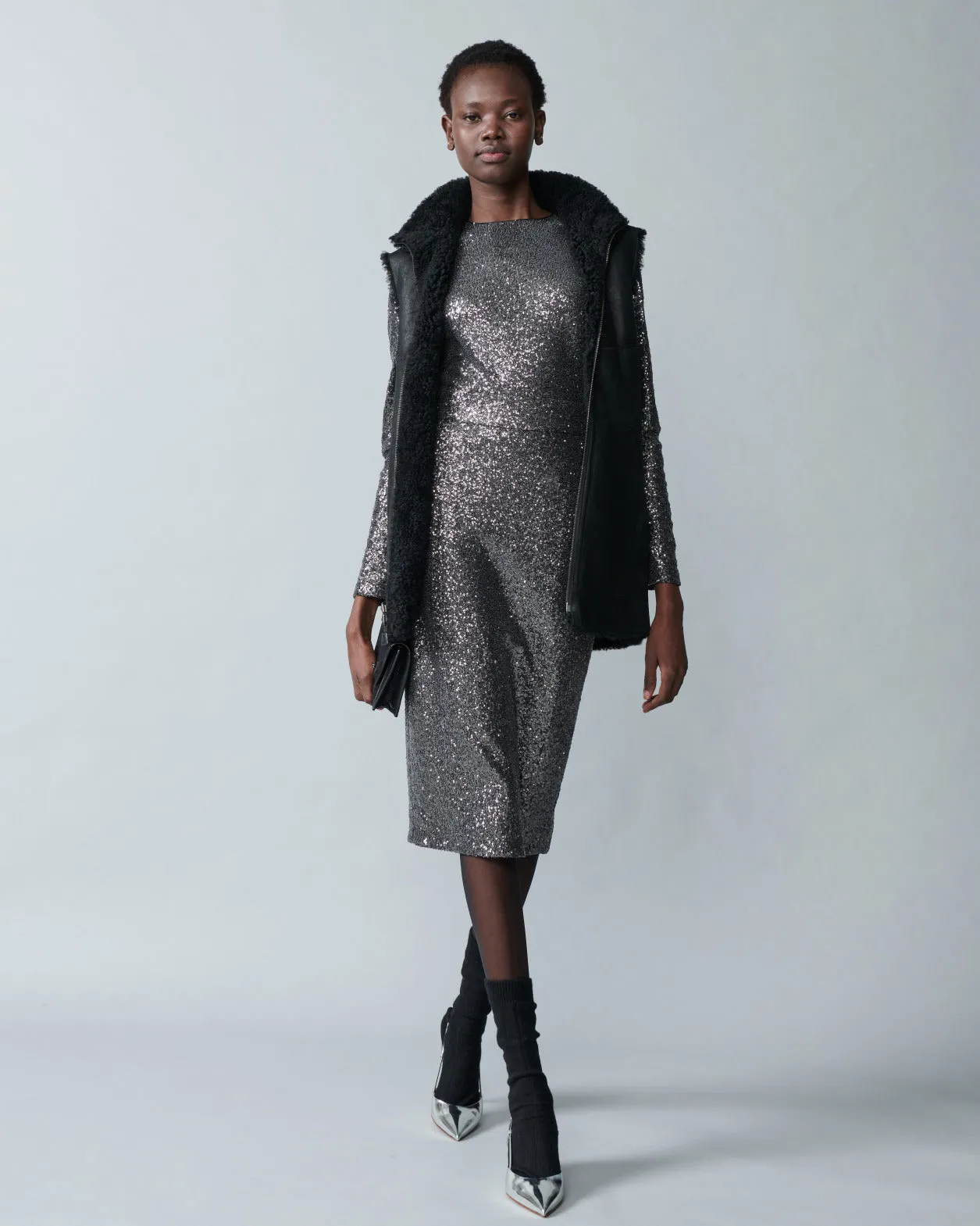 Sequins Jersey Round Neck Top Akris