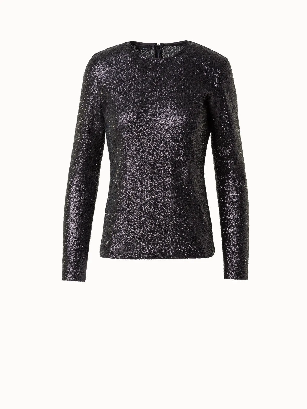 Sequins Jersey Round Neck Top Akris