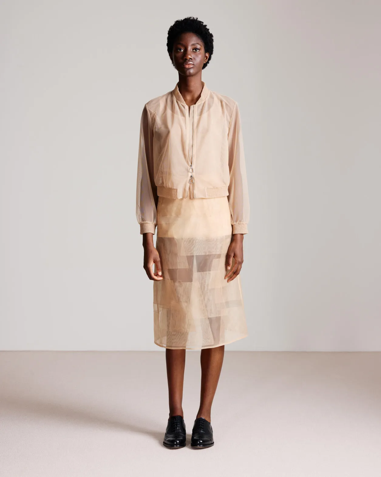 Sheer Tulle Bomber Jacket Akris