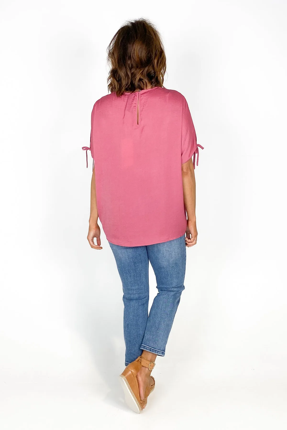 Shine On Label Willow Cold Shoulder Top Rose Pink