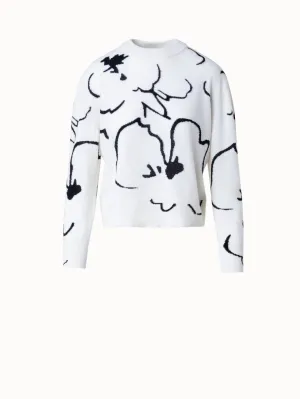 Short Cashmere Sketched Abraham Flower Pullover Akris