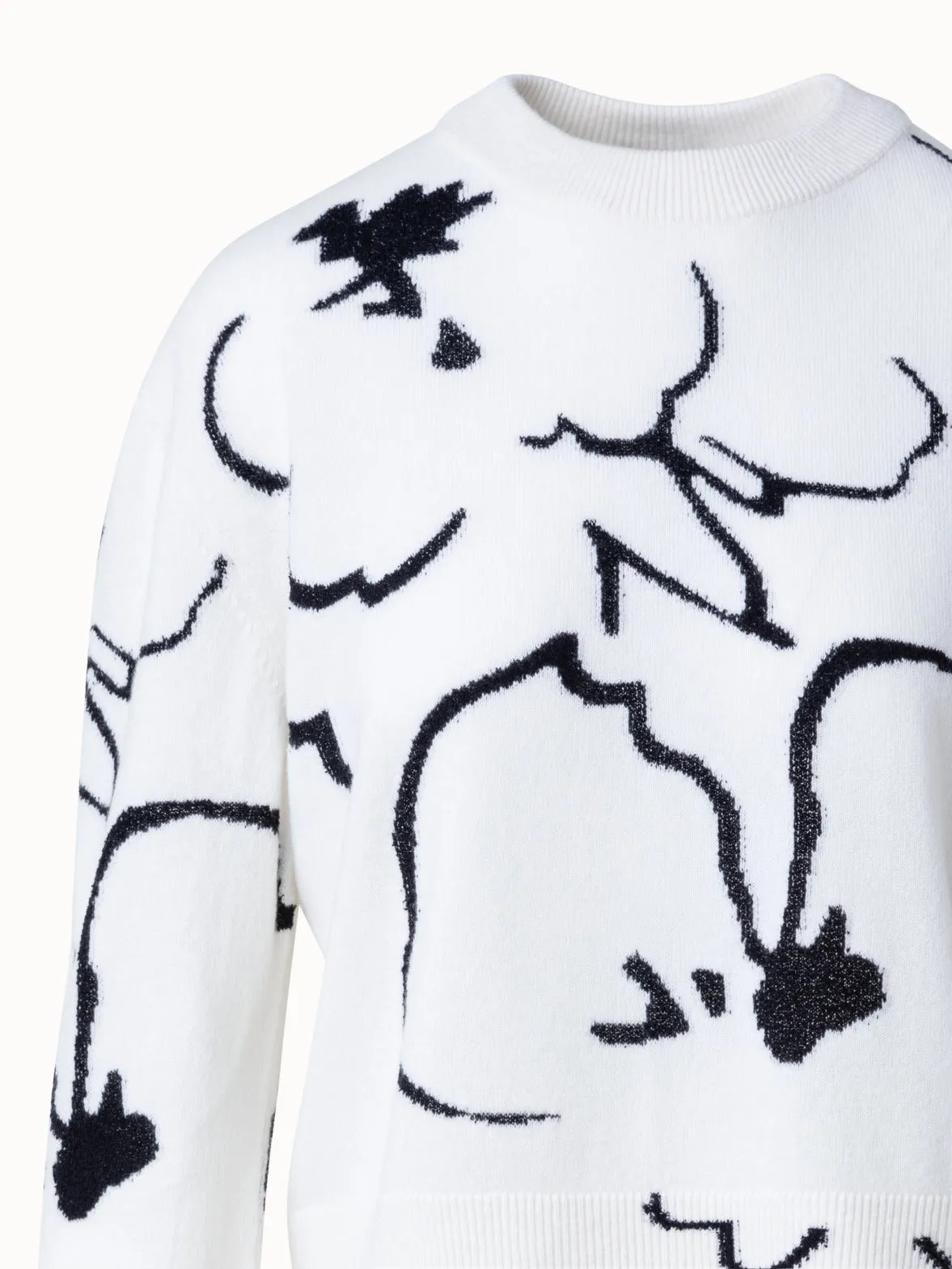 Short Cashmere Sketched Abraham Flower Pullover Akris