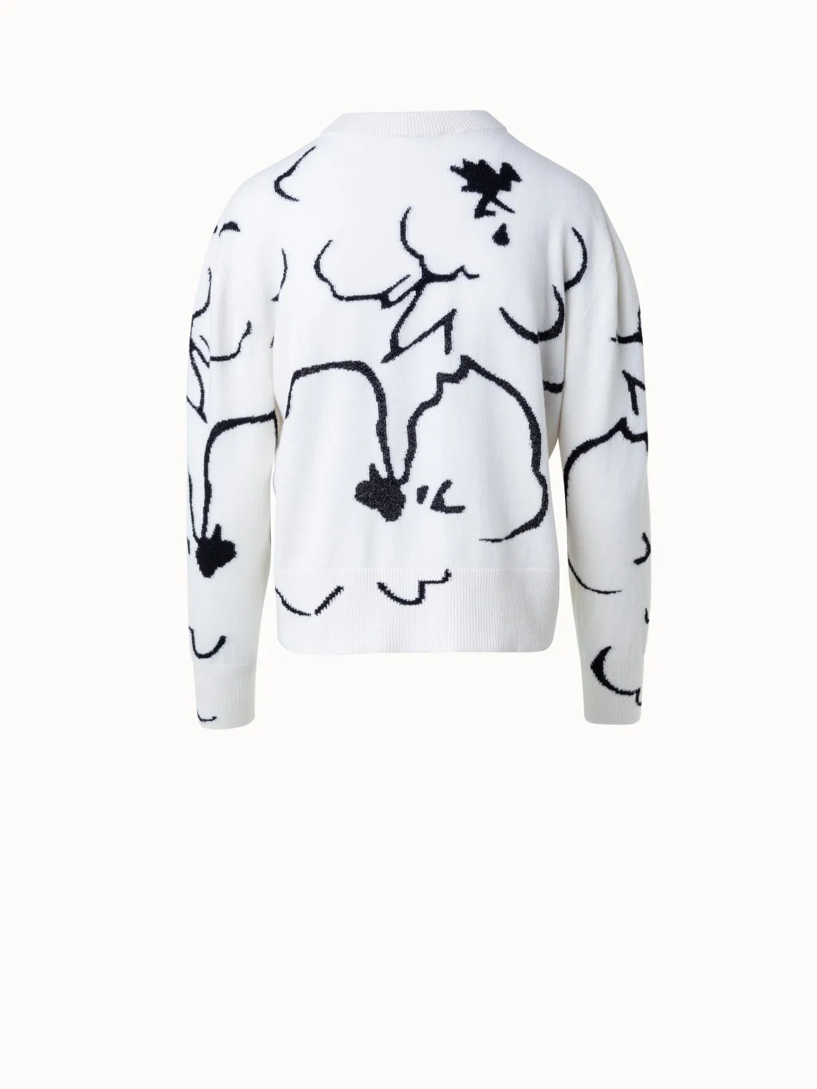 Short Cashmere Sketched Abraham Flower Pullover Akris