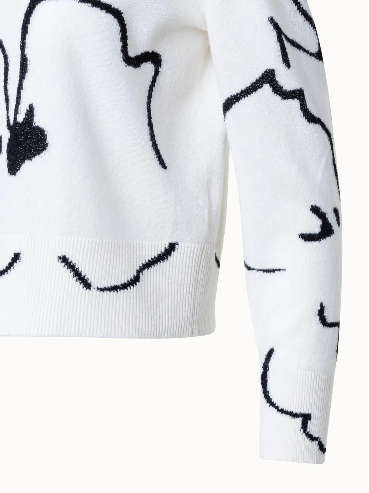 Short Cashmere Sketched Abraham Flower Pullover Akris