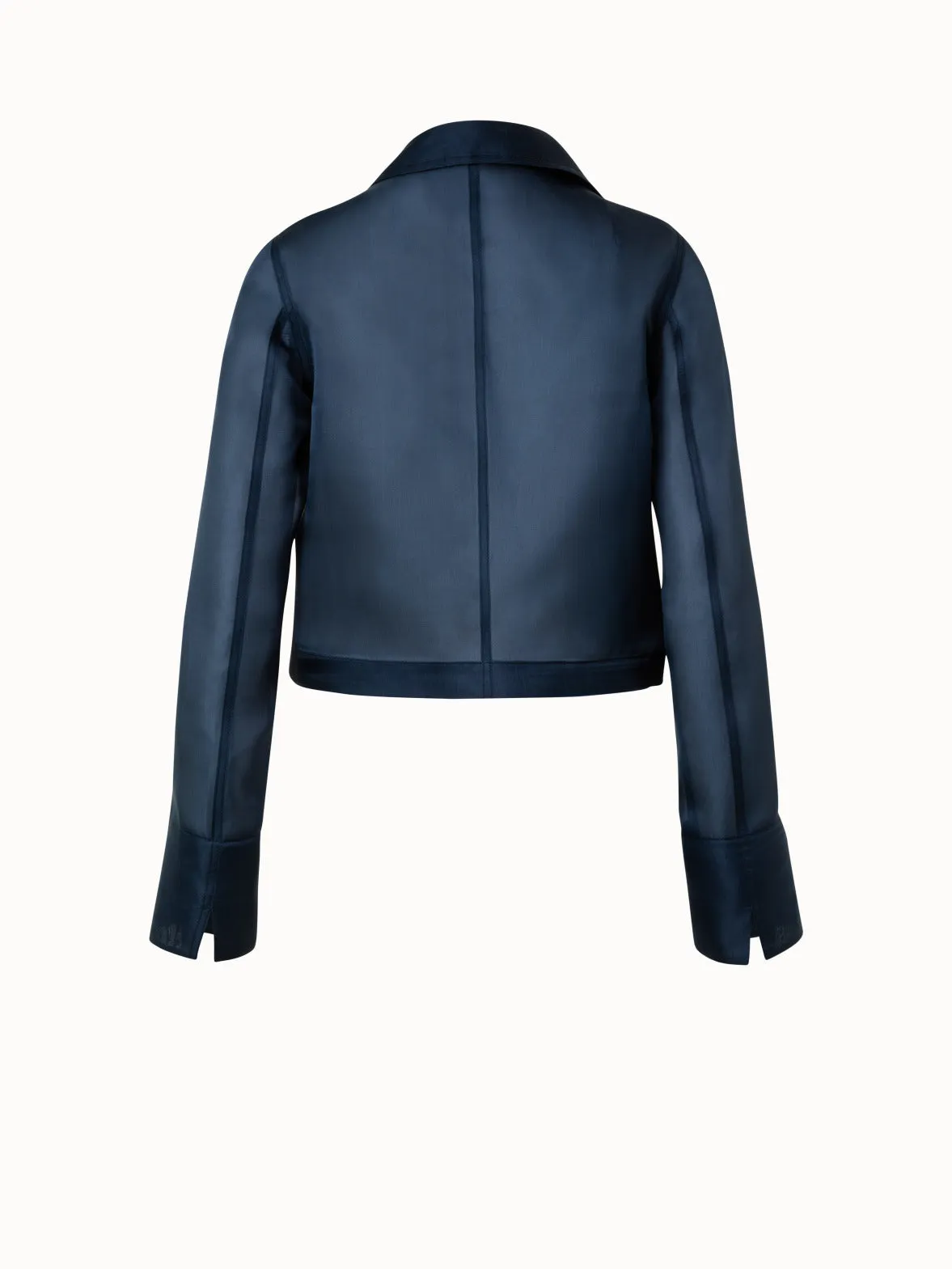 Short Double-Breasted Silk Organza Jacket Akris