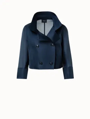 Short Double-Breasted Silk Organza Jacket Akris