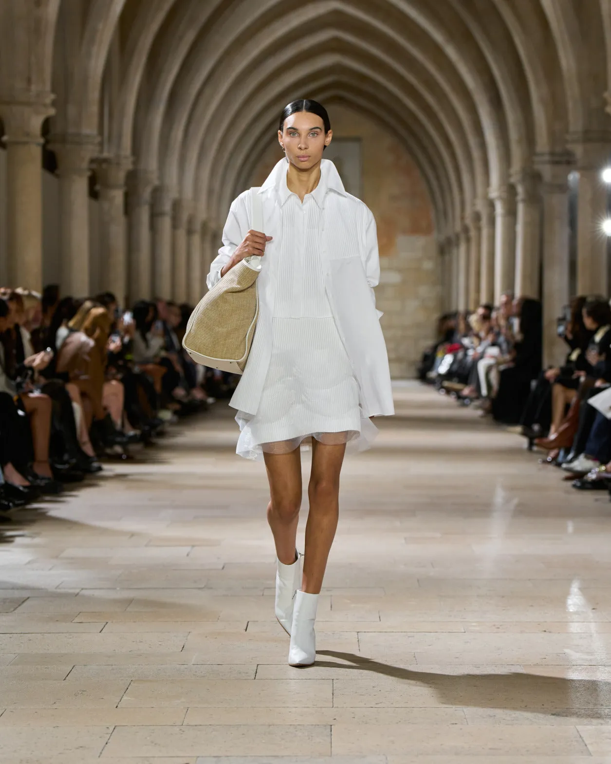 Short Pencil Skirt with Tulle Waves Akris