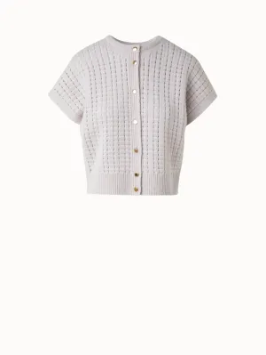 Short Sleeve Cashmere Knit Cardigan Akris