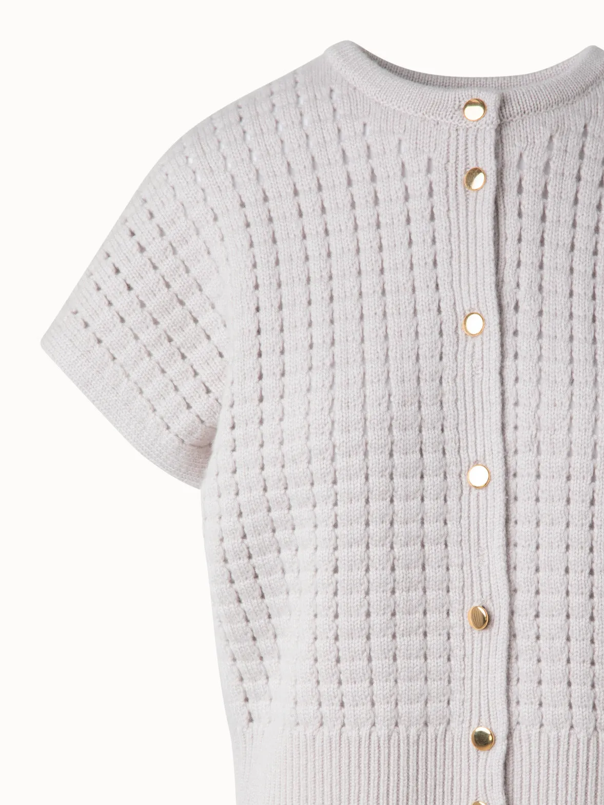 Short Sleeve Cashmere Knit Cardigan Akris