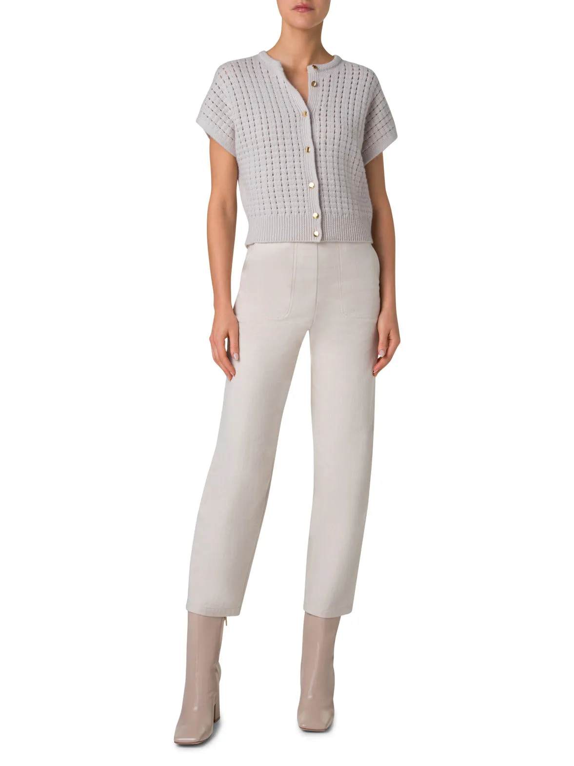 Short Sleeve Cashmere Knit Cardigan Akris
