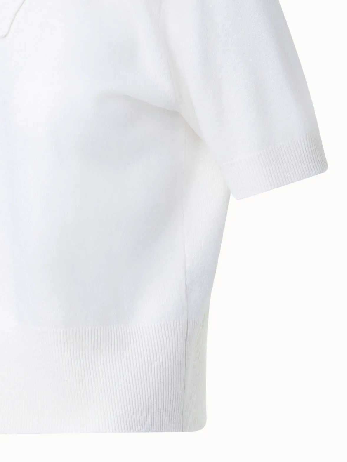 Short Sleeve Cashmere Knotted Mock Neck Top Akris
