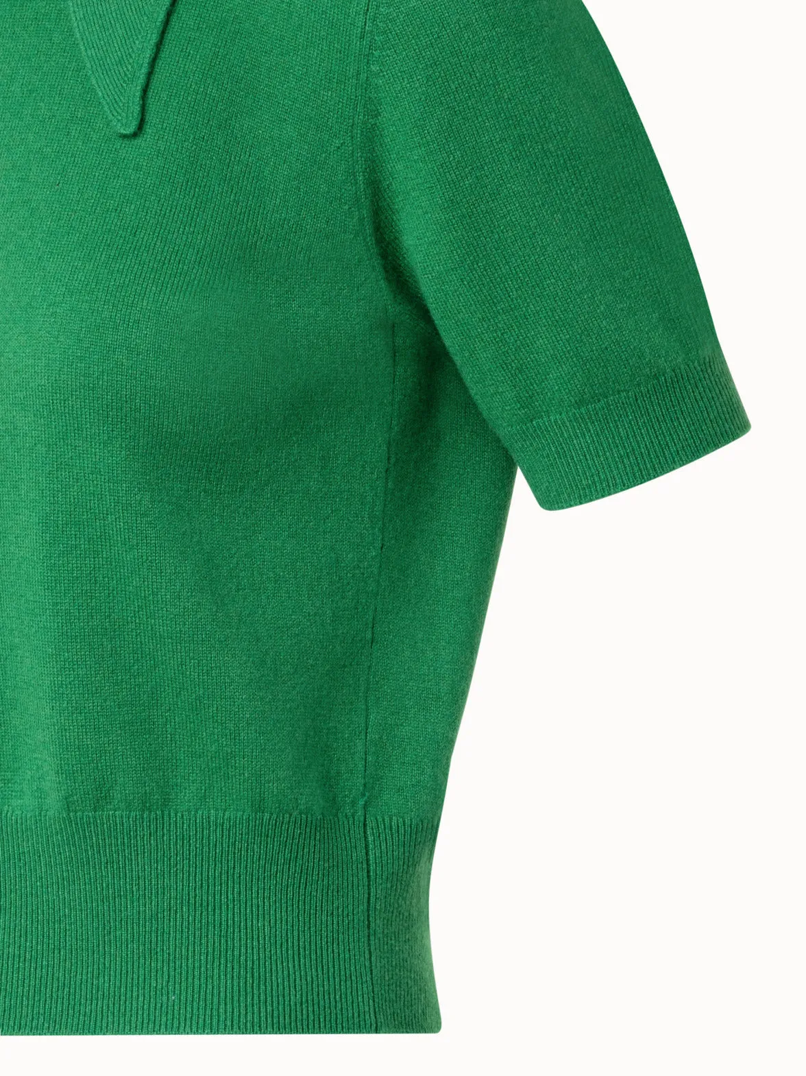 Short Sleeve Cashmere Knotted Mock Neck Top Akris