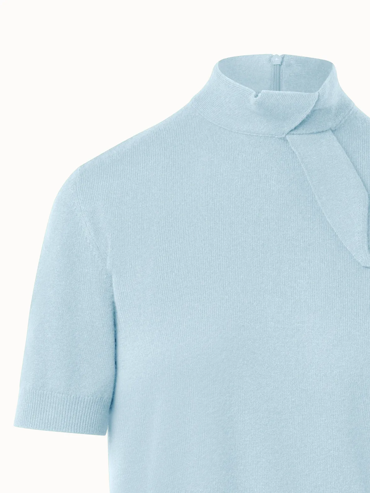 Short Sleeve Cashmere Sweater with Knot Detail Akris