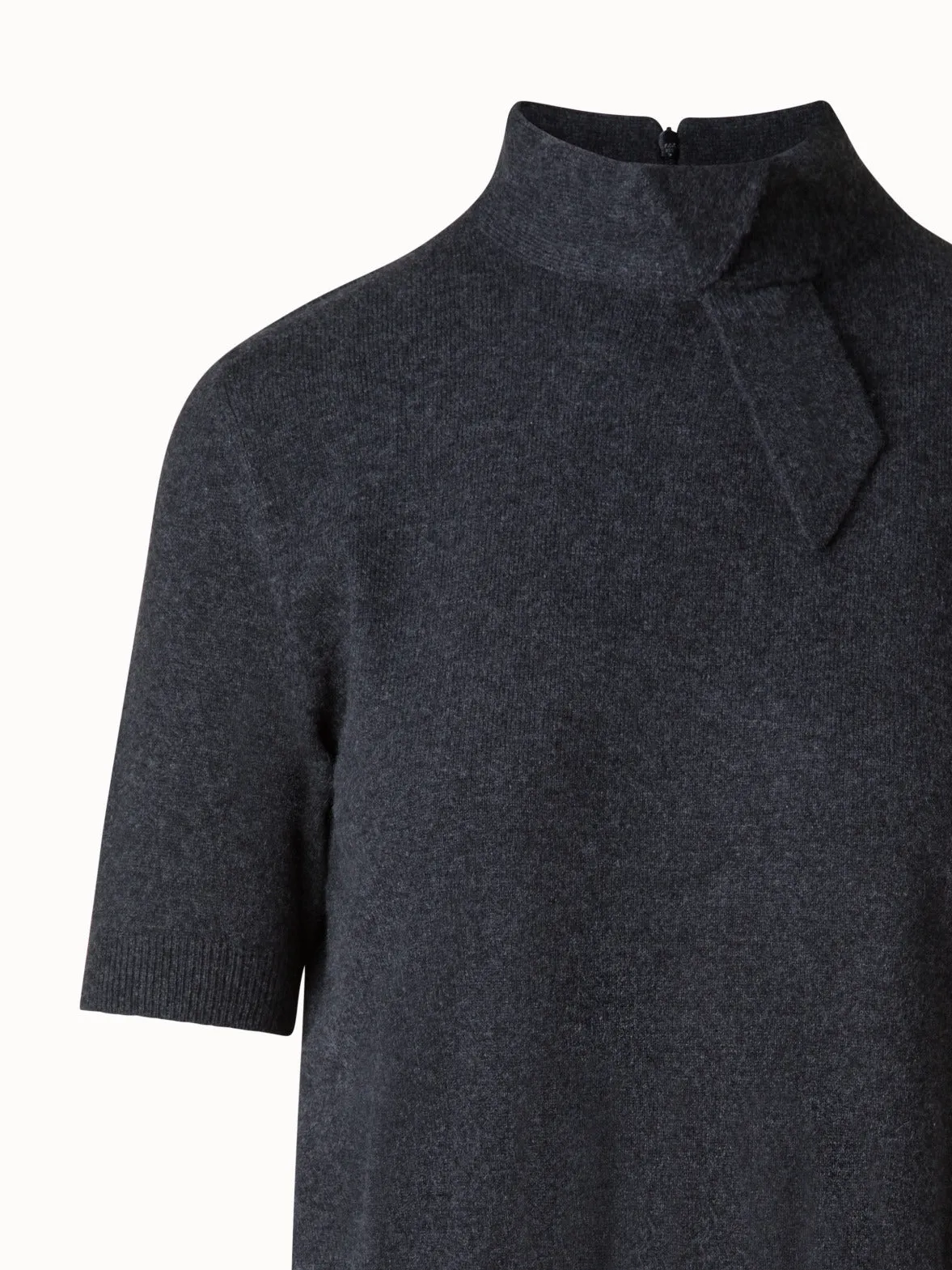 Short Sleeve Cashmere Sweater with Knot Detail Akris