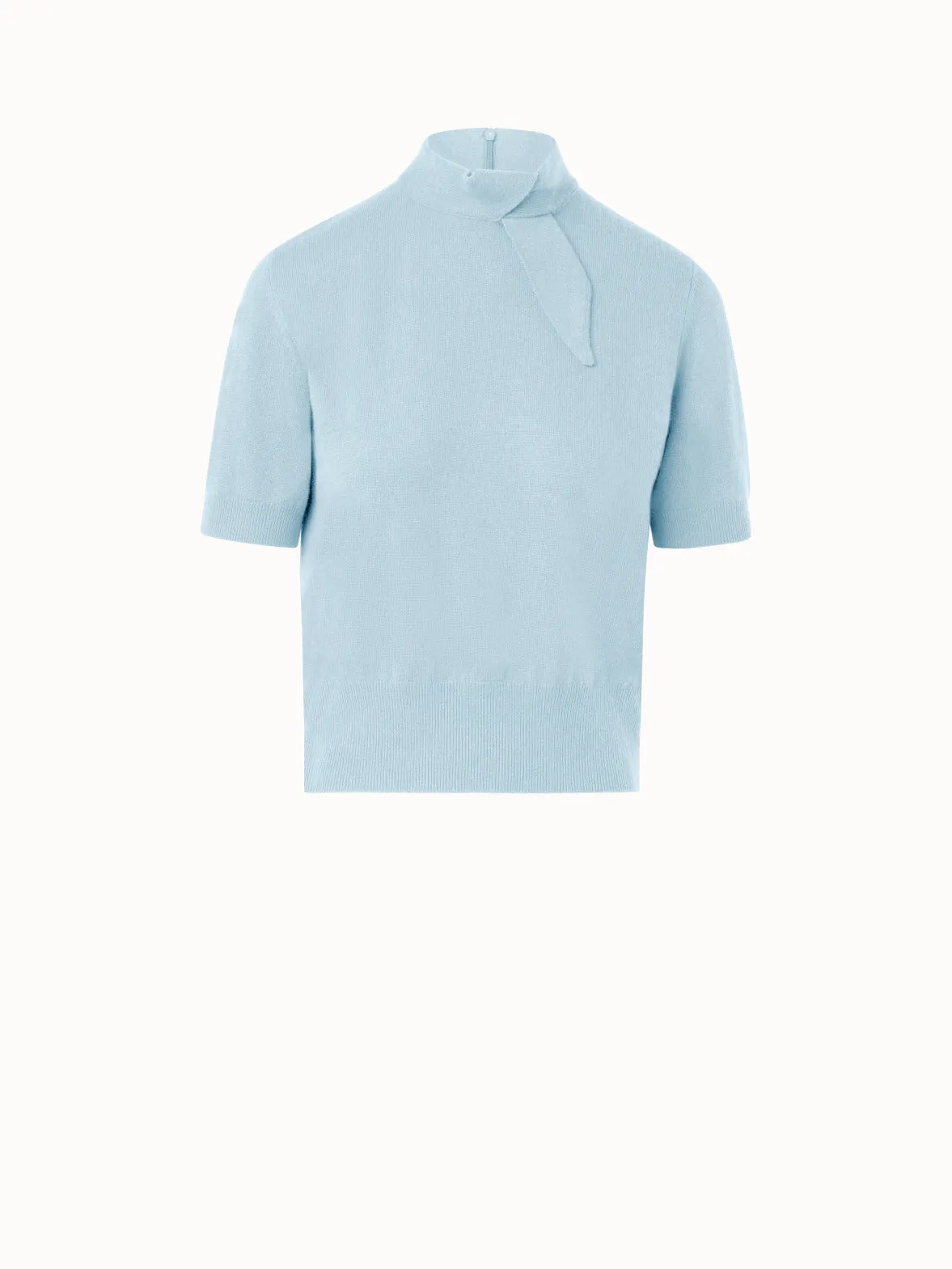 Short Sleeve Cashmere Sweater with Knot Detail Akris
