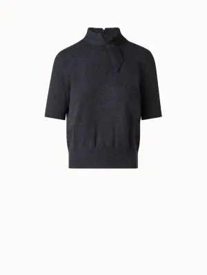 Short Sleeve Cashmere Sweater with Knot Detail Akris