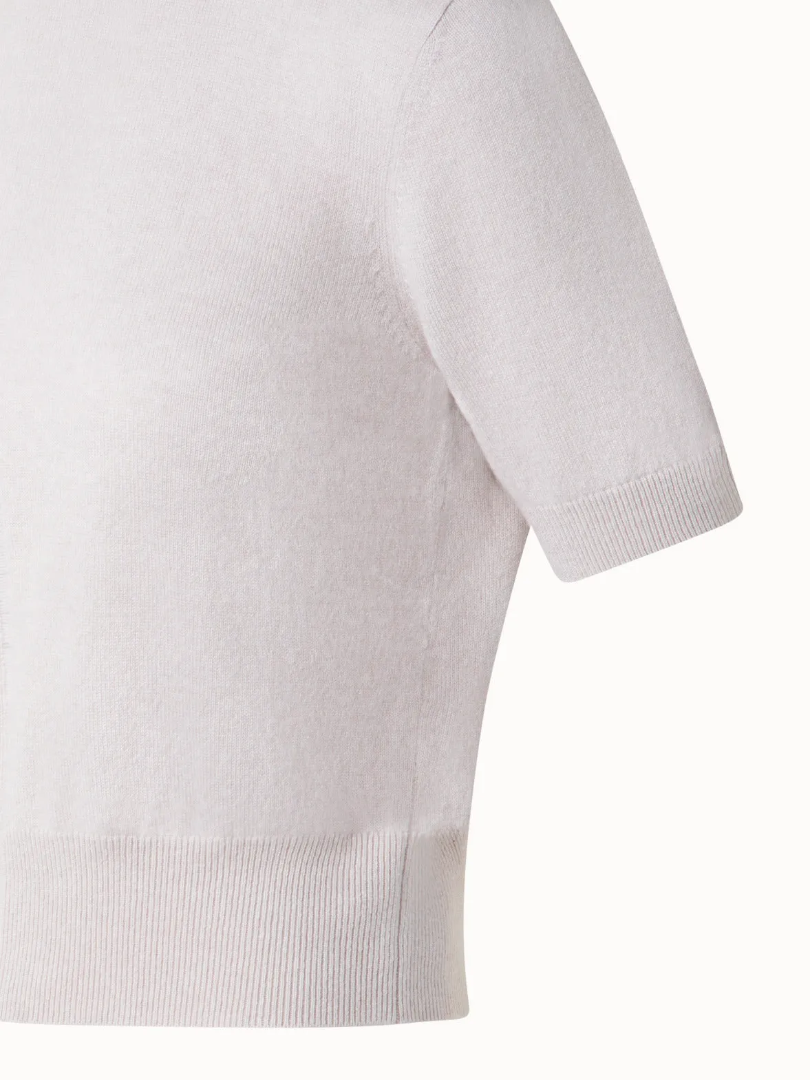 Short Sleeve Cashmere Sweater with Sheer Stripe Akris