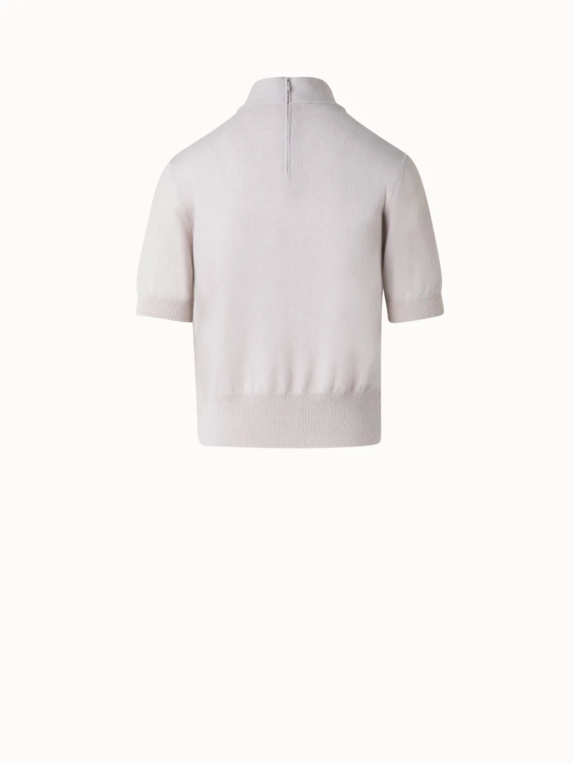 Short Sleeve Cashmere Sweater with Sheer Stripe Akris