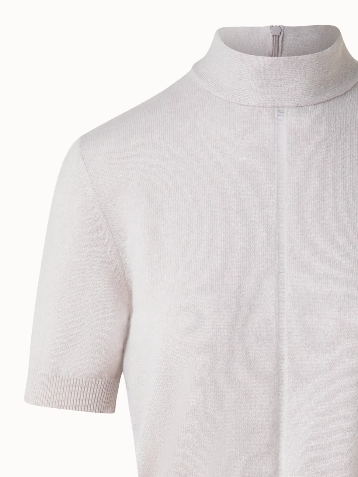 Short Sleeve Cashmere Sweater with Sheer Stripe Akris
