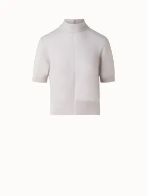 Short Sleeve Cashmere Sweater with Sheer Stripe Akris