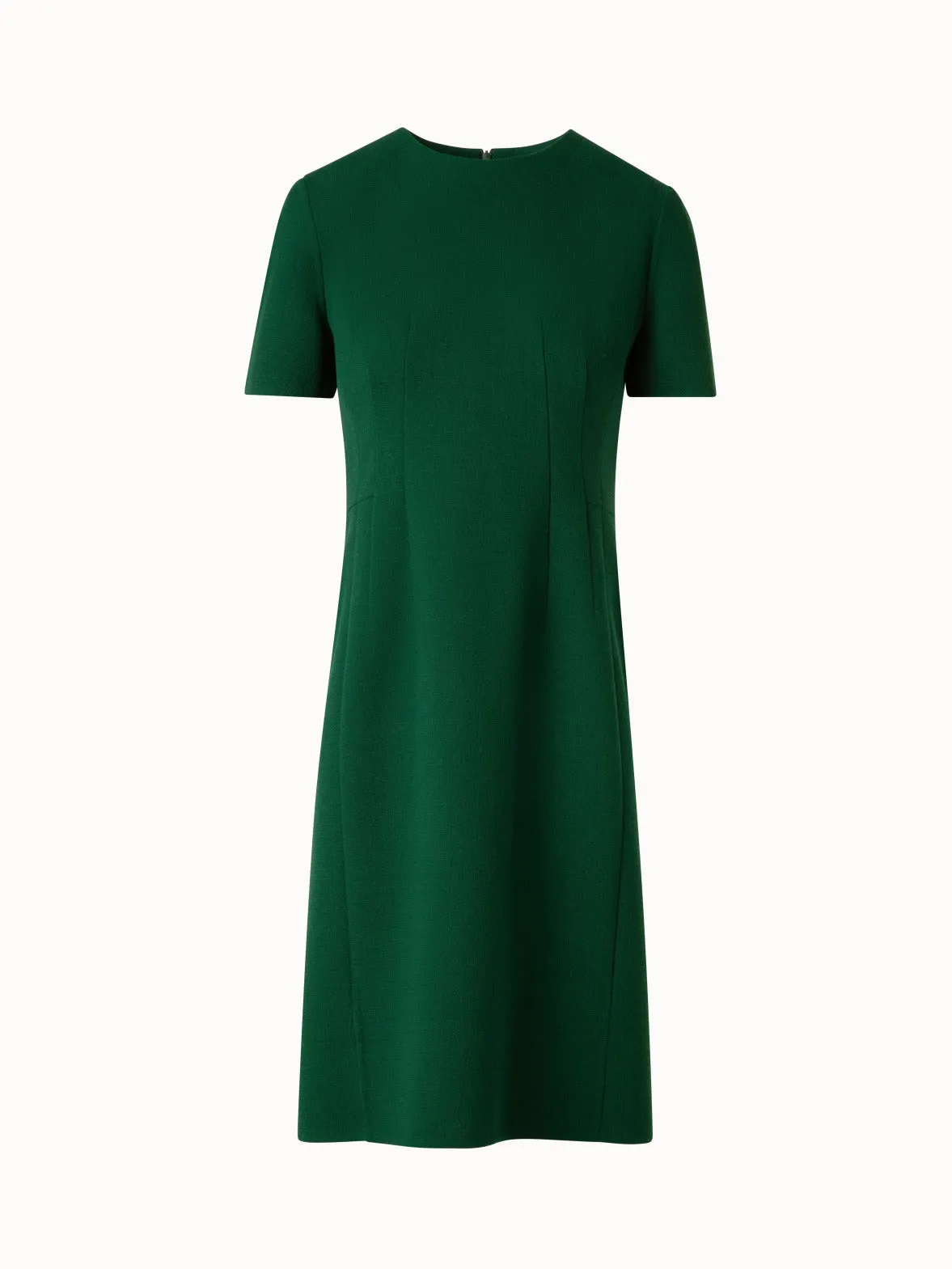 Short Sleeves Sheath Dress in Wool Double-Face 